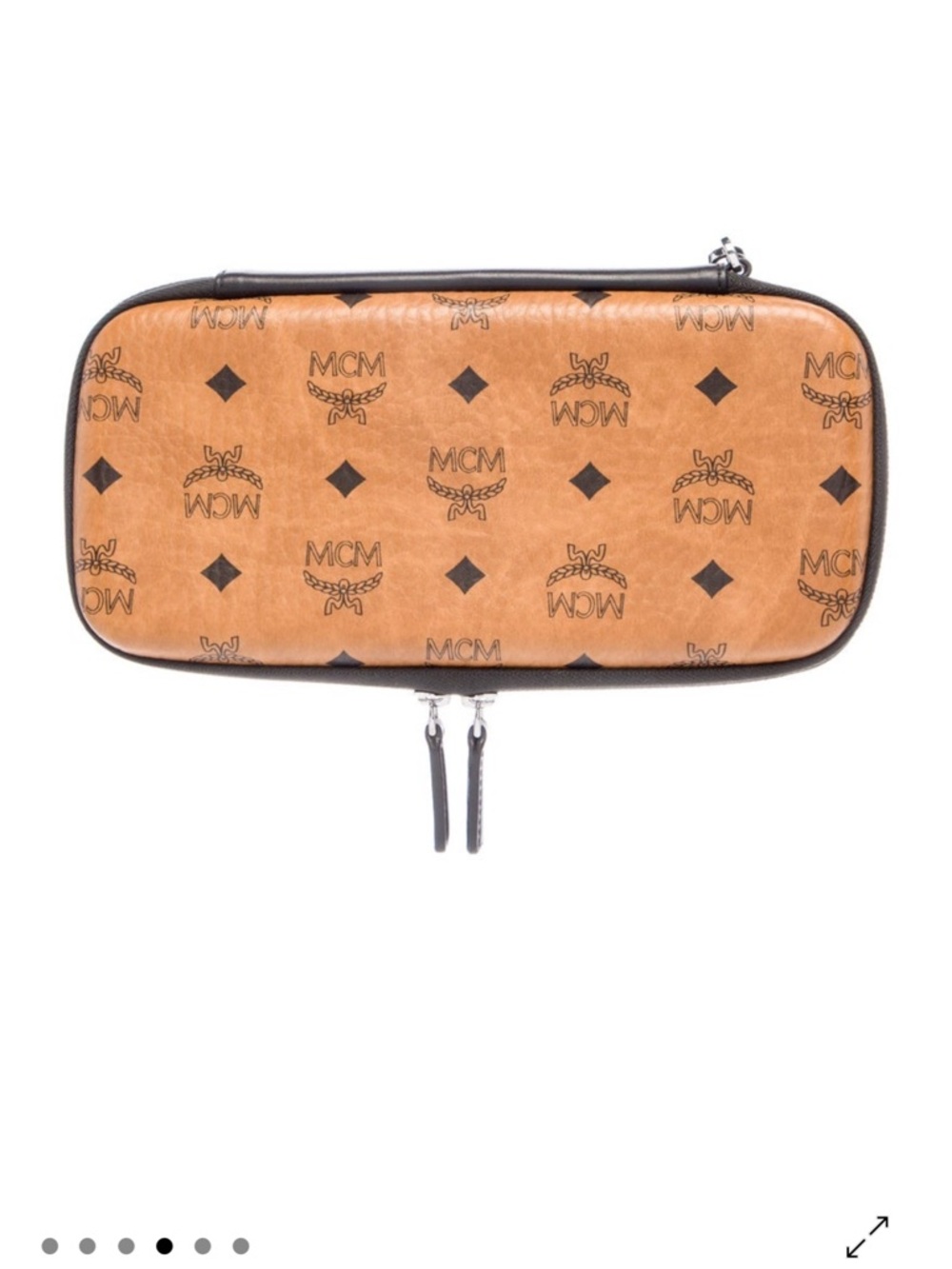 💯 authentic MCM Cognac Logo Zip Case with Black Trim